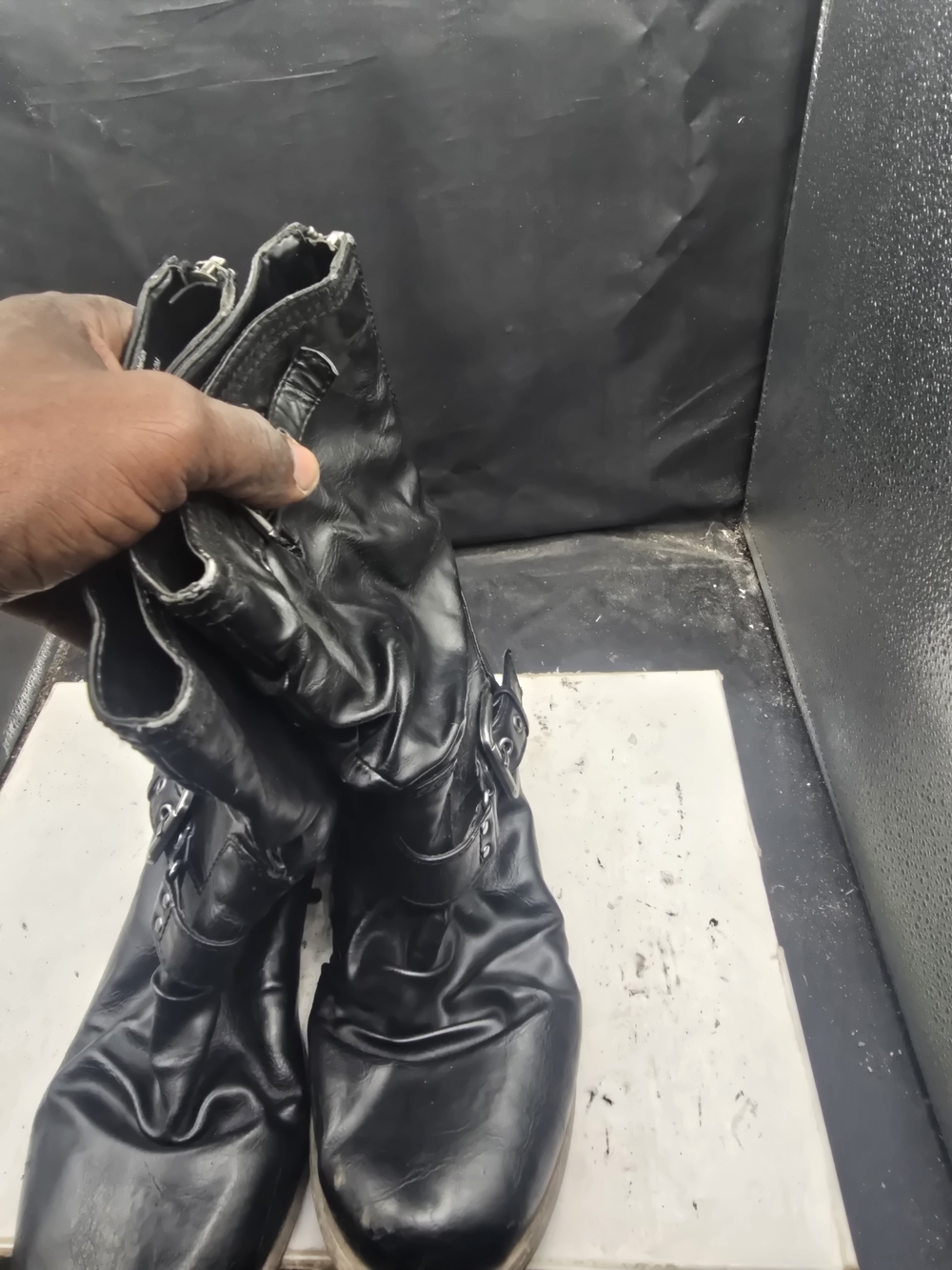 Carlos Santana Black Mid-Calf Heeled Boots